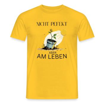 Growing arborvitae in flower pot - Men's T-Shirt - yellow - Front - AI Model Male 178 dark (178cm)