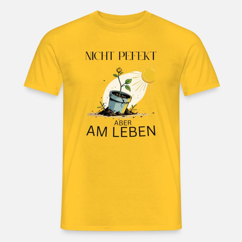 Wachsender Lebensbaum in Blumentopf - Männer T-Shirt - Gelb