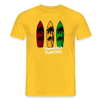 Jamaica Surfing - Men's T-Shirt - yellow - Front - AI Model Male 178 dark (178cm)