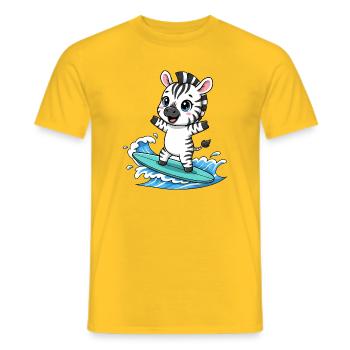 mignon zèbre surfeur dessin animé surf été - T-shirt homme - jaune - Devant - AI Model Male 178 dark (178cm)