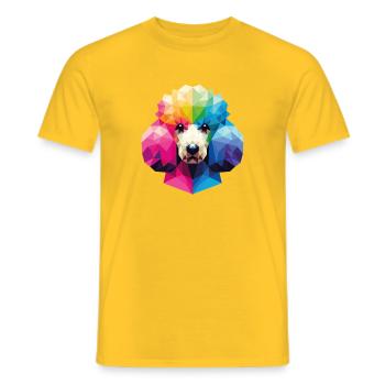 Colorful Geometric Polygonal Style Poodle - Men's T-Shirt - yellow - Front - AI Model Male 178 dark (178cm)