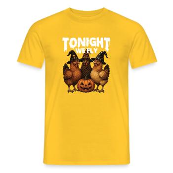 Ce soir, nous volons Spooky Chicken Halloween - T-shirt homme - jaune - Devant - AI Model Male 178 dark (178cm)