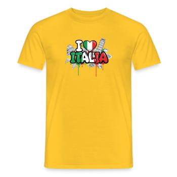 Vibrant Italy flag Love Graffiti Design - Men's T-Shirt - yellow - Front - AI Model Male 178 dark (178cm)