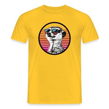 Belette en lunettes de soleil rétro - T-shirt homme - jaune - Devant - AI Model Male 178 dark (178cm)
