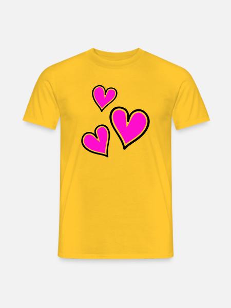 Bright Pink Heart Pattern - Men's T-Shirt - yellow