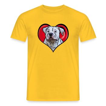 Bouledogue dans le cœur en style bande dessinée - T-shirt homme - jaune - Devant - AI Model Male 178 dark (178cm)