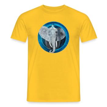 Elefanten-Mandala in Fantasy Stil - Männer T-Shirt - Gelb - Vorne - AI Model Male 178 dark (178cm)