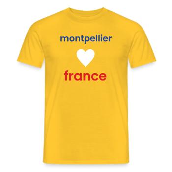 Montpellier Souvenir Frankreich Illustration - Männer T-Shirt - Gelb - Vorne - AI Model Male 178 dark (178cm)