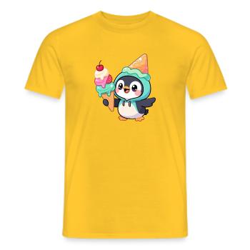 Süßer Pinguin Cartoon Eiscreme Sommer Lustig - Men's T-Shirt - yellow - Front - AI Model Male 178 dark (178cm)