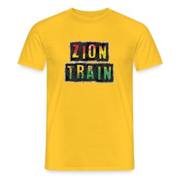 Vibrantes ZION TRAIN Reggae Design - Männer T-Shirt - Gelb - Vorne - AI Model Male 178 dark (178cm)