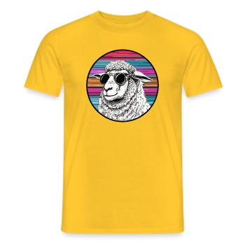 Llama surfer with sunglasses - Men's T-Shirt - yellow - Front - AI Model Male 178 dark (178cm)