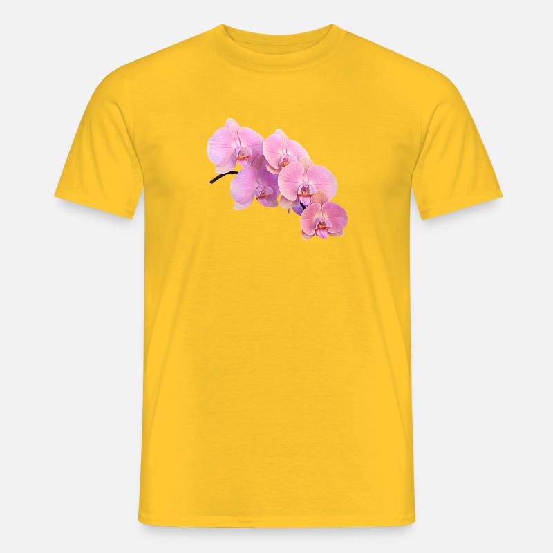 Rosa Orchidee Isolierte Clipart - Männer T-Shirt - Gelb
