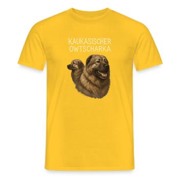 Caucasian Ovcharka - Men's T-Shirt - yellow - Front - AI Model Male 178 dark (178cm)