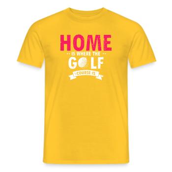 La maison est là où le terrain de golf est citation - T-shirt homme - jaune - Devant - AI Model Male 178 dark (178cm)