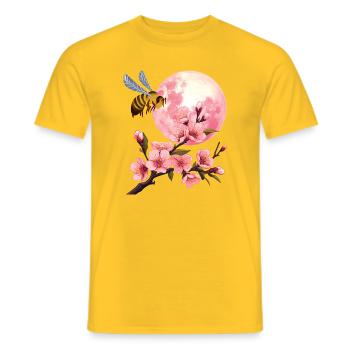 Mond und Kirschblüte - Männer T-Shirt - Gelb - Vorne - AI Model Male 178 dark (178cm)