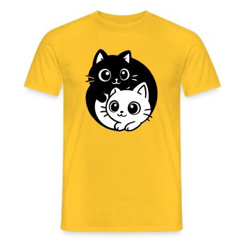 Ying Yang Kawaii Cats Icon - Men's T-Shirt - yellow - Front - AI Model Male 178 dark (178cm)