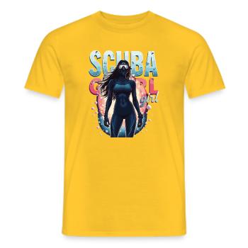 Scuba Girl Diver Design - Men's T-Shirt - yellow - Front - AI Model Male 178 dark (178cm)