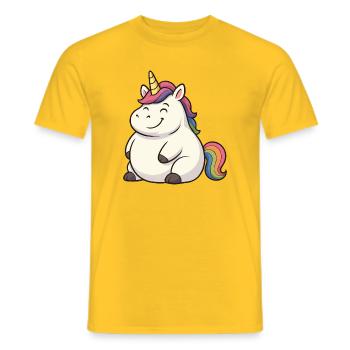 Lustiger Einhorn Cartoon-Design - Männer T-Shirt - Gelb - Vorne - AI Model Male 178 dark (178cm)