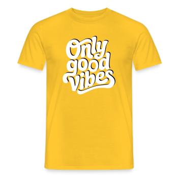 Conception de lettrage à la main Positive Vibes - T-shirt homme - jaune - Devant - AI Model Male 178 dark (178cm)