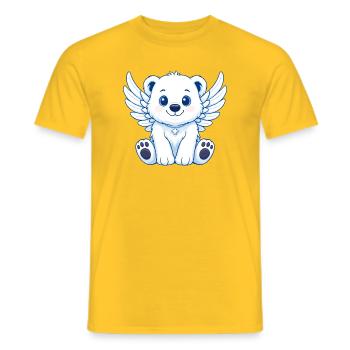 Cute Polar Bear Angel Cartoon with Wings Joy - Men's T-Shirt - yellow - Front - AI Model Male 178 dark (178cm)