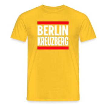 Berlin Kreuzberg Bold Typography - Men's T-Shirt - yellow - Front - AI Model Male 178 dark (178cm)
