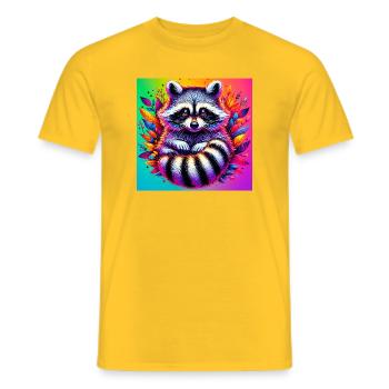 Raccoon - Men's T-Shirt - yellow - Front - AI Model Male 178 dark (178cm)