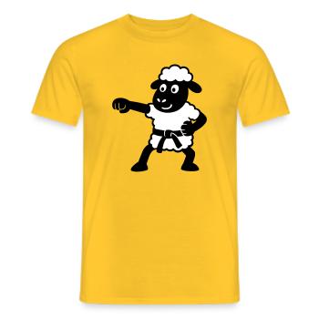 Karate Sheep - Men's T-Shirt - yellow - Front - AI Model Male 178 dark (178cm)