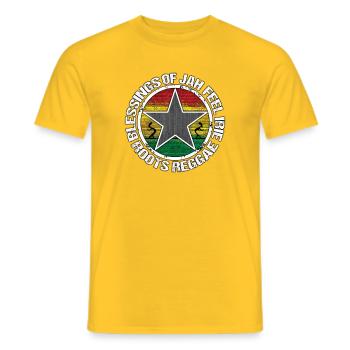 Blessings of Jah Roots Reggae Star - Men's T-Shirt - yellow - Front - AI Model Male 178 dark (178cm)