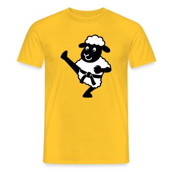 Karate Sheep - Men's T-Shirt - yellow - Front - AI Model Male 178 dark (178cm)