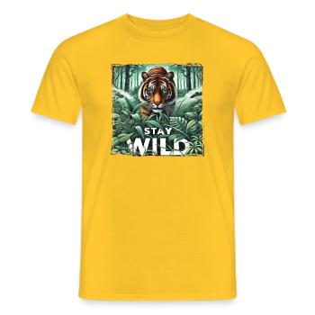 Stay Wild Tiger in Jungle - Nature Power - Men's T-Shirt - yellow - Front - AI Model Male 178 dark (178cm)