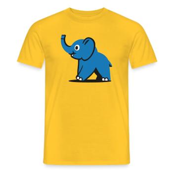 Blue Cartoon Elephant - Men's T-Shirt - yellow - Front - AI Model Male 178 dark (178cm)