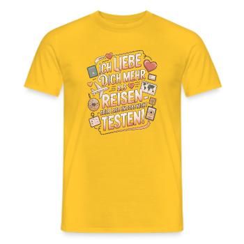 Ich Liebe Dich Mehr Als Reisen Humor - Männer T-Shirt - Gelb - Vorne - AI Model Male 178 dark (178cm)