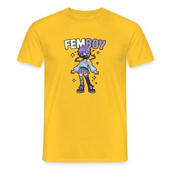 Femboy im Emo-Look mit Glitzer - Männer T-Shirt - Gelb - Vorne - AI Model Male 178 dark (178cm)
