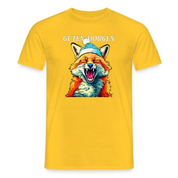 FUCHS GUTEN MORGEN - Männer T-Shirt - Gelb - Vorne - AI Model Male 178 dark (178cm)