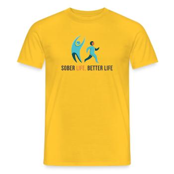 Sober Life.Better Life - Men's T-Shirt - yellow - Front - AI Model Male 178 dark (178cm)