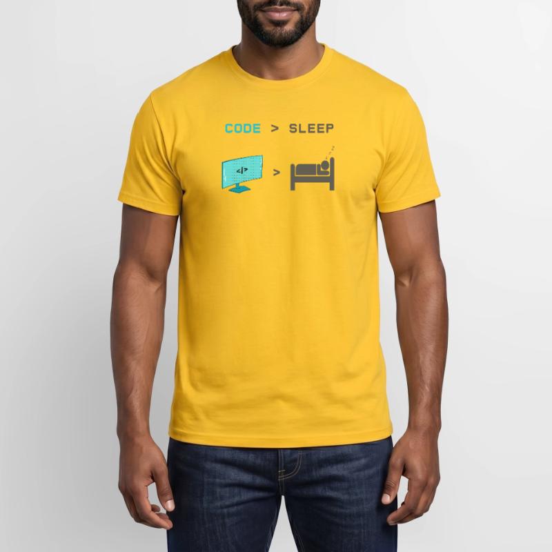 Code vs Sleep: Coder im Schlafmodus Männer T-Shirt