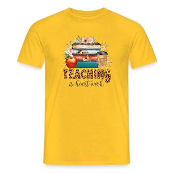 Teaching is heart work - Men's T-Shirt - yellow - Front - AI Model Male 178 dark (178cm)