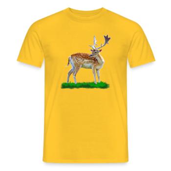 Style aquarelle cerf de forêt - T-shirt homme - jaune - Devant - AI Model Male 178 dark (178cm)