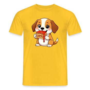 Cute Beagle Lasagna Italian Food Cartoon - Men's T-Shirt - yellow - Front - AI Model Male 178 dark (178cm)