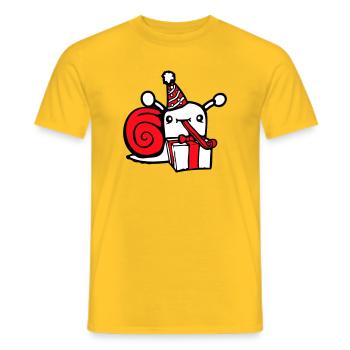 Snail Birthday Party Gifts Hat Cute - Men's T-Shirt - yellow - Front - AI Model Male 178 dark (178cm)