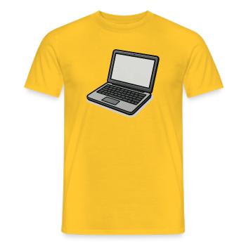 Ordinateur portable de style vintage - T-shirt homme - jaune - Devant - AI Model Male 178 dark (178cm)