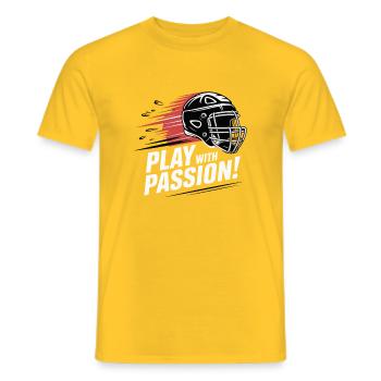 Play With Passion Helmet - Men's T-Shirt - yellow - Front - AI Model Male 178 dark (178cm)
