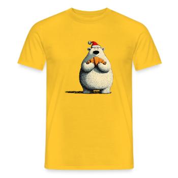 Ours polaire de Noël avec croissant - T-shirt homme - jaune - Devant - AI Model Male 178 dark (178cm)