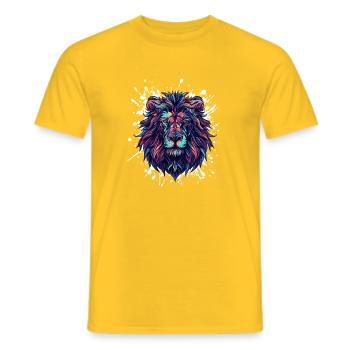 Lion Head Neon Colors - Men's T-Shirt - yellow - Front - AI Model Male 178 dark (178cm)