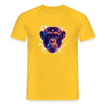 Farbenfroher Schimpansen-Porträt - Männer T-Shirt - Gelb - Vorne - AI Model Male 178 dark (178cm)