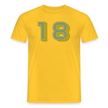 18. 18 JAHRE ALT. 18-JÄHRIGES JUBILÄUM. 18. GEBURTSTAG. - Männer T-Shirt - Gelb - Vorne - AI Model Male 178 dark (178cm)