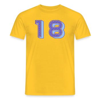 ANNIVERSARY. HAPPY BIRTHDAY. HAPPY BIRTHDAY. - Men's T-Shirt - yellow - Front - AI Model Male 178 dark (178cm)