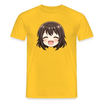 Chibi Face Brown Smile - Men's T-Shirt - yellow - Front - AI Model Male 178 dark (178cm)