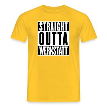 Straight outta Werkstatt (Farben änderbar) - Männer T-Shirt - Gelb - Vorne - AI Model Male 178 dark (178cm)