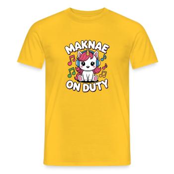 K-Pop Fan Funny Korea Maknae - Men's T-Shirt - yellow - Front - AI Model Male 178 dark (178cm)